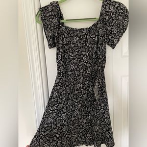 Black and White Mini Dress Off the Shoulder